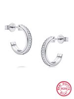 1 Pair Elegant Luxurious Semicircle Round Inlay Sterling Silver Moissanite White Gold Plated Ear Studs main image 3