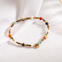 Modern Style Colorful Stainless Steel Natural Stone Freshwater Pearl Beaded 18k Gold Plated Bracelets main image 4