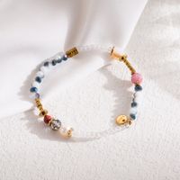 Modern Style Colorful Stainless Steel Natural Stone Freshwater Pearl Beaded 18k Gold Plated Bracelets main image 1