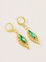1 Pair Vintage Style Leaves Plating Copper Zircon 14k Gold Plated Dangling Earrings main image 3