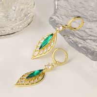 1 Pair Vintage Style Leaves Plating Copper Zircon 14k Gold Plated Dangling Earrings main image 2