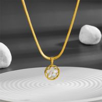 Titanium Steel 18K Gold Plated Simple Style Hollow Out Flower Acrylic Pendant Necklace main image 3