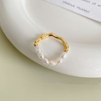 Elegant Irregular Freshwater Pearl Copper Plating Gold Plated Rings main image 4