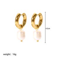 1 Pair Lady Geometric Plating 201 Stainless Steel Freshwater Pearl 18K Gold Plated Earrings sku image 4