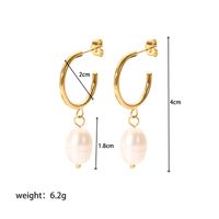 1 Pair Lady Geometric Plating 201 Stainless Steel Freshwater Pearl 18K Gold Plated Earrings sku image 2