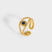 304 Stainless Steel 18K Gold Plated Streetwear Plating Inlay Eye Natural Stone Open Ring main image 2