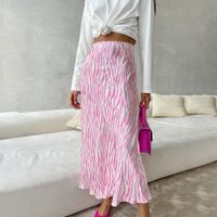 L'été Style Classique Bande Polyester Robe Mi-longue Jupes main image 5