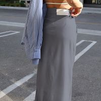 Summer Classic Style Solid Color Polyester Maxi Long Dress Skirts main image 4