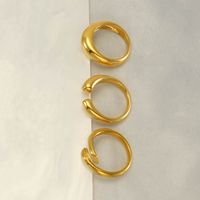 Edelstahl 304 18 Karat Vergoldet IG-Stil Überzug Geometrisch Titan Stahl Offener Ring main image 4