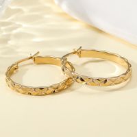 1 Pair Simple Style Circle Polishing Plating Titanium Steel 18k Gold Plated Earrings main image 1