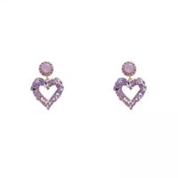 1 Paire Style Simple Forme De Cœur Incruster Alliage Zircon Boucles D'oreilles main image 4