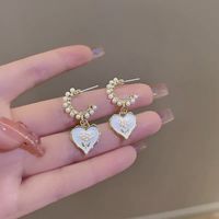 1 Pair Sweet Heart Shape Alloy Drop Earrings sku image 1