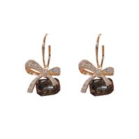 1 Pair Sweet Bow Knot Inlay Alloy Artificial Gemstones Earrings main image 3