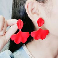 Simple Style Petal Arylic Spray Paint Women's Drop Earrings sku image 11