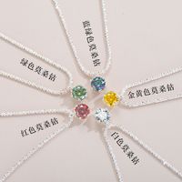 Simple Style Flower Sterling Silver Moissanite Necklace In Bulk sku image 3