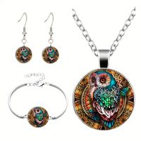 Roman Style African Style Animal Alloy Plating Inlay Glass Silver Plated Women's Jewelry Set sku image 1