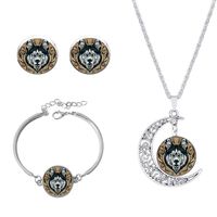 Roman Style African Style Animal Alloy Plating Inlay Glass Silver Plated Women's Jewelry Set sku image 17