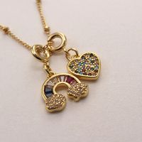 Ig Style Casual Rainbow Star Heart Shape Copper Gold Plated Zircon Pendant Necklace In Bulk main image 5