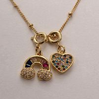 Ig Style Casual Rainbow Star Heart Shape Copper Gold Plated Zircon Pendant Necklace In Bulk main image 4