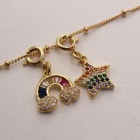 Ig Style Casual Rainbow Star Heart Shape Copper Gold Plated Zircon Pendant Necklace In Bulk main image 3