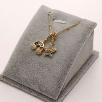Ig Style Casual Rainbow Star Heart Shape Copper Gold Plated Zircon Pendant Necklace In Bulk main image 2