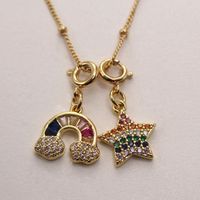 Ig Style Casual Rainbow Star Heart Shape Copper Gold Plated Zircon Pendant Necklace In Bulk main image 7