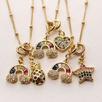 Ig Style Casual Rainbow Star Heart Shape Copper Gold Plated Zircon Pendant Necklace In Bulk main image 1