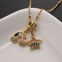 Ig Style Casual Rainbow Star Heart Shape Copper Gold Plated Zircon Pendant Necklace In Bulk sku image 2