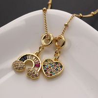 Ig Style Casual Rainbow Star Heart Shape Copper Gold Plated Zircon Pendant Necklace In Bulk sku image 3