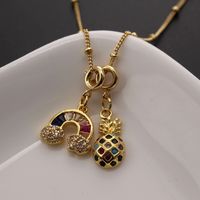 Ig Style Casual Rainbow Star Heart Shape Copper Gold Plated Zircon Pendant Necklace In Bulk sku image 1
