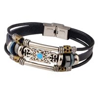 Hip-hop Vintage Style Cross Butterfly Alloy Leather Inlay Turquoise Unisex Bracelets main image 3
