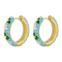 1 Pair Ig Style Elegant Sweet Flower Enamel Plating Copper 18k Gold Plated Hoop Earrings main image 4
