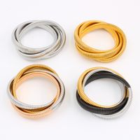 Hip-Hop Solid Color 304 Stainless Steel 18K Gold Plated Bangle In Bulk main image 8