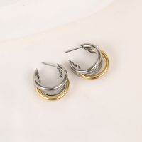 1 Pair Classic Style C Shape Quadrilateral Round Patchwork Plating Alloy Gold Plated Silver Plated Hoop Earrings main image 3