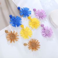 1 Pair Vacation Sweet Flower Plating Fabric Gold Plated Drop Earrings main image 10