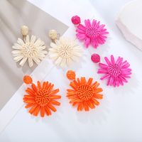 1 Pair Vacation Sweet Flower Plating Fabric Gold Plated Drop Earrings main image 9