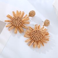 1 Pair Vacation Sweet Flower Plating Fabric Gold Plated Drop Earrings main image 5