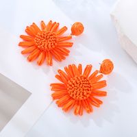 1 Pair Vacation Sweet Flower Plating Fabric Gold Plated Drop Earrings main image 3