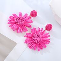 1 Pair Vacation Sweet Flower Plating Fabric Gold Plated Drop Earrings main image 7