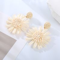 1 Pair Vacation Sweet Flower Plating Fabric Gold Plated Drop Earrings main image 4