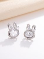 1 Pair Elegant Simple Style Water Droplets Butterfly Plating Inlay Copper Zircon White Gold Plated Ear Studs main image 3