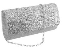 White Black Gold Flash Fabric Solid Color Square Clutch Evening Bag sku image 1