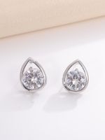 1 Pair Elegant Simple Style Water Droplets Butterfly Plating Inlay Copper Zircon White Gold Plated Ear Studs main image 4