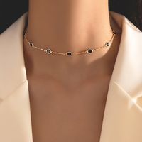 Nueva Joyería De Moda Simple Collar De Una Sola Capa De Aleación De Diamantes De Imitación Verde sku image 14