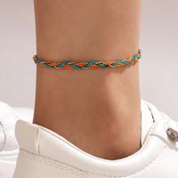 Simple Foot Accessories Bohemian Contrast Color Woven Anklet sku image 8
