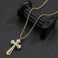 Hip-hop Punk Cross Stainless Steel Plating Inlay Rhinestones Gold Plated Silver Plated Unisex Pendant Necklace main image 5