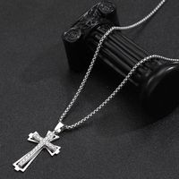 Hip-hop Punk Cross Stainless Steel Plating Inlay Rhinestones Gold Plated Silver Plated Unisex Pendant Necklace main image 3