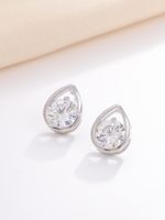 1 Pair Elegant Simple Style Water Droplets Butterfly Plating Inlay Copper Zircon White Gold Plated Ear Studs sku image 2