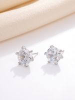 1 Pair Elegant Simple Style Water Droplets Butterfly Plating Inlay Copper Zircon White Gold Plated Ear Studs sku image 5