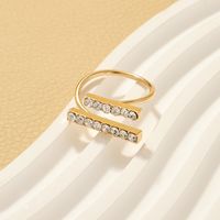 Wholesale Jewelry Simple Style Geometric Alloy Rhinestones Inlay Open Ring main image 1